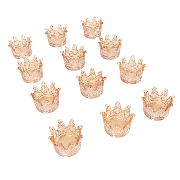 12 st Tealight Ljushållare 7,6 cm Klar Kronstil Bärnsten Används Ofta Liten Ljushållare för Fest Bröllop Kontor