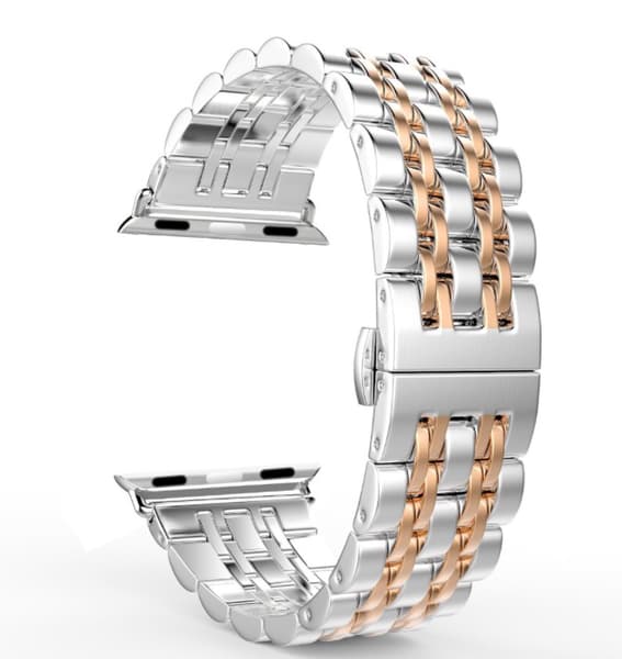 Kompatibel med Apple Watch 4 - 40mm - Eksklusiv Stilren stållænke Silver silver