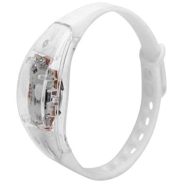 Justerbart LED-armband i silikon med blinkande ljus, knapptyp för nattlöpning, vitt