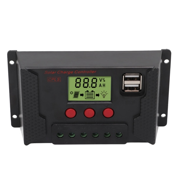 PWM solcellecontroller 12V 24V automatisk tilpasning LCD-skærm USB-port solregulator 30A