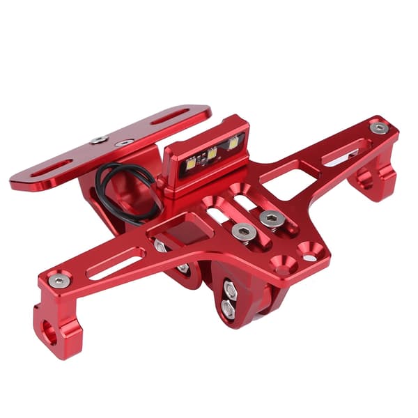 Motorcycle Adjustable Aluminum License Plate Frame Holder Bracket with Light Red