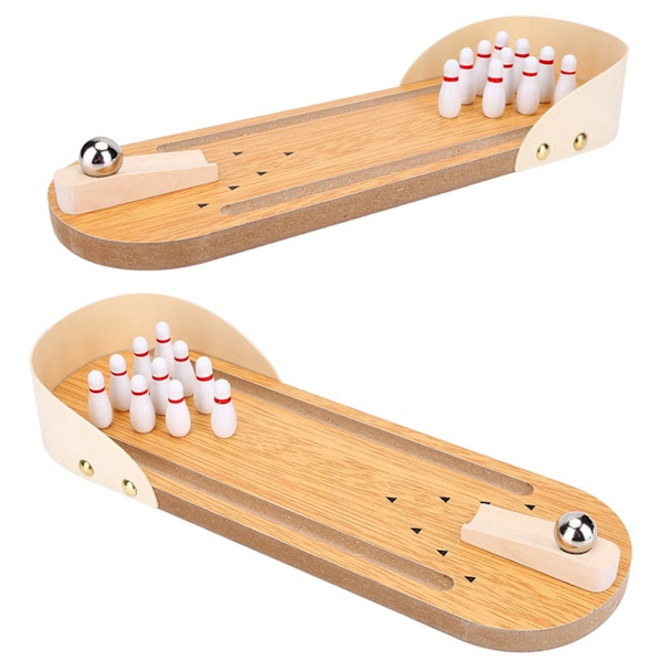 Pöytä Mini Bowling Pelisetti Puu Työpöydän Koriste Lapsille Leikkikalut