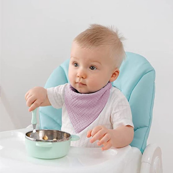 Baby Bandana Drool Bibs 10 Pack för pojkar och flickor - 10 enfärgade färger, bomull, tandsprickning och dreglande lila