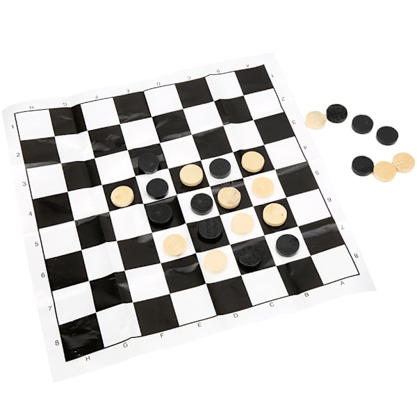 24ST Trä Internationellt Draft Checker Game Set Trä Schackpjäser Med Schackbräde Leksak Present