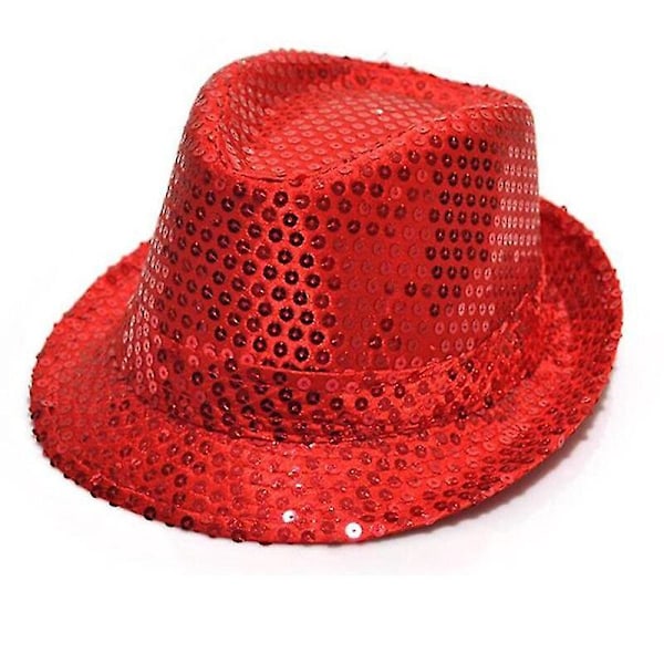 Rød Sequin Cowboyhat med Sløjfe og Handsker - Jazz Dance Show Kostume til Børn