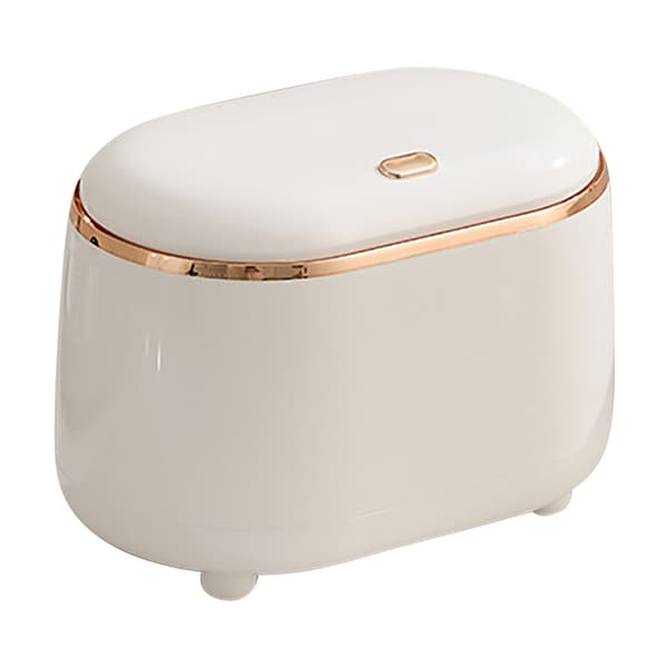 Desktop Trash Can Mini Trash Can Large Mouth ABS Mini Trash Can with Lid White