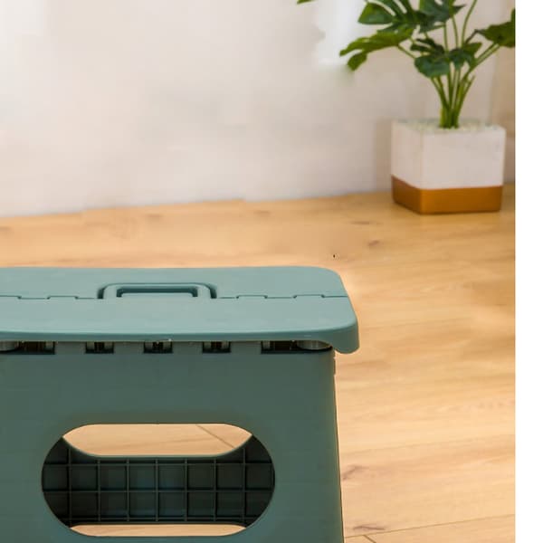Folding Footstool Portable Strong Space Saving Plastic Footstool for Adults and Children Light Green
