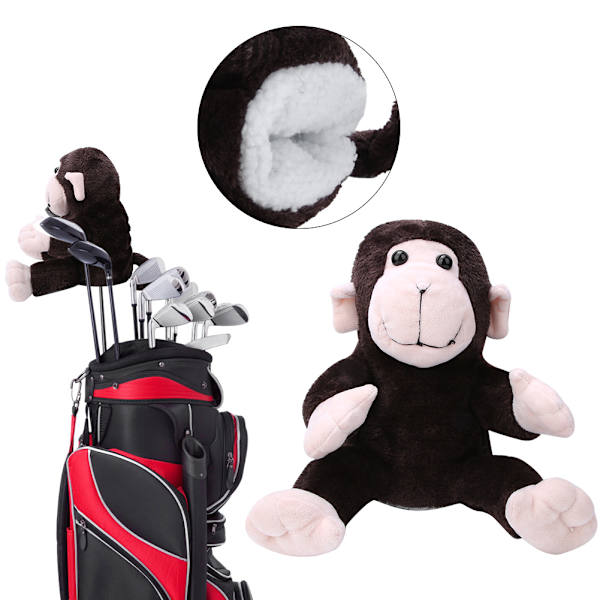 Plush Apa-formad Golfklubbs Huvudskydd Skyddande Huvudskydd Golfare Tillbehör