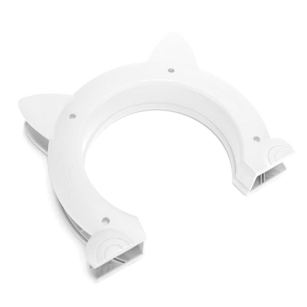 Cat Door Interior Cat Head Shaped Plastic Pass Through Door for Cat with Fishbone Pattern (White)