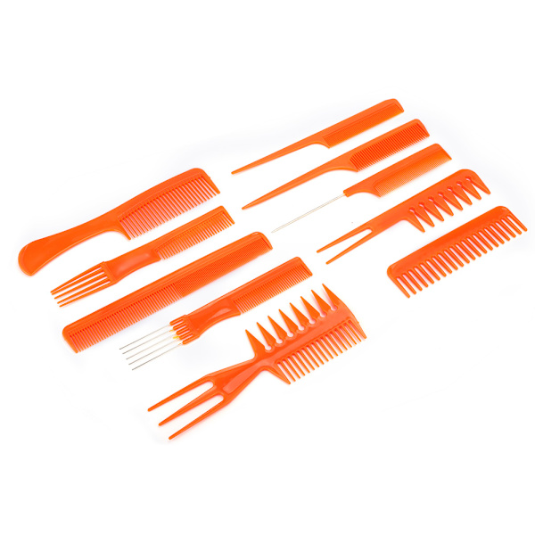 10 stk plastikmassage antistatisk hår hovedbund kam Frisør Hjemmesalonsværktøj (orange)