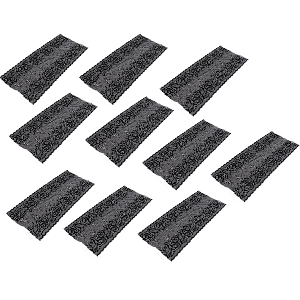 Spetskant 10 Yards 23cm/9.1in Bred Hudvänlig Broderad Blommig Band för Hantverksprojekt Svart