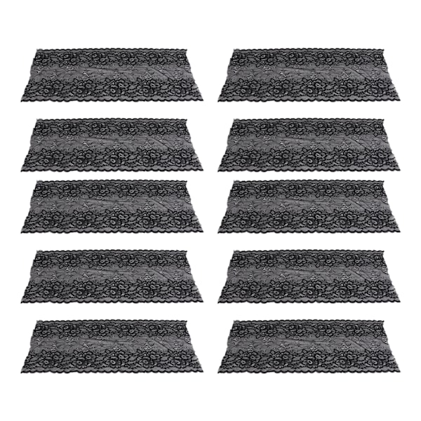 Spetskant 10 Yards 23cm/9.1in Bred Hudvänlig Broderad Blommig Band för Hantverksprojekt Svart