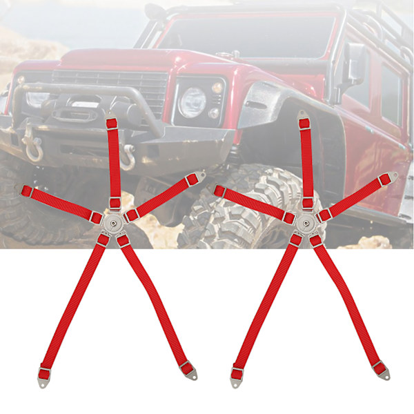 2 st Simulerade Säkerhetsbälten för Förarstolen för Axial 1/10 90018 RC-Lastbil Röd