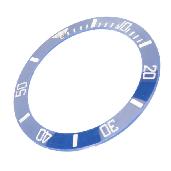 40 mm diameter klocka infattning infogningsring klar skala lysande keramik ersättning ram insats vit karaktär blå baksida