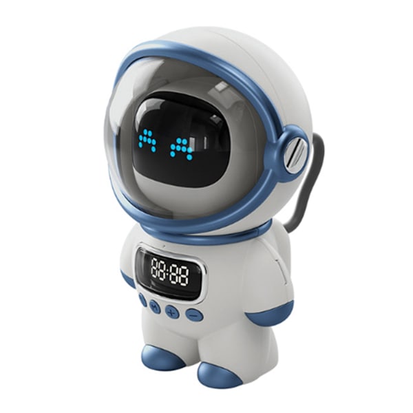 Astronaut Speaker AI Intelligent Voice Bluetooth Speaker Clock Small Night Light Födelsedagspresent Vit