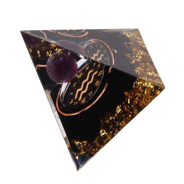 5 cm Orgonitpyramid för positiv energiläkning Kristallpyramidmeditation Orgonitpyramider Chakra Zodiac Energy Generator Vattumannen
