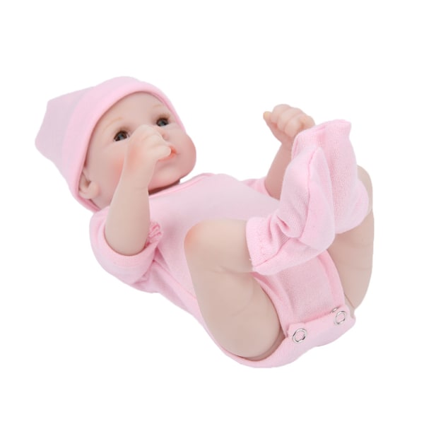 Silikon Body Simulering Baby Doll Naturtrogna Baby Doll Leksak Barn Flickor Present 10 Inch Pink Open Eyes