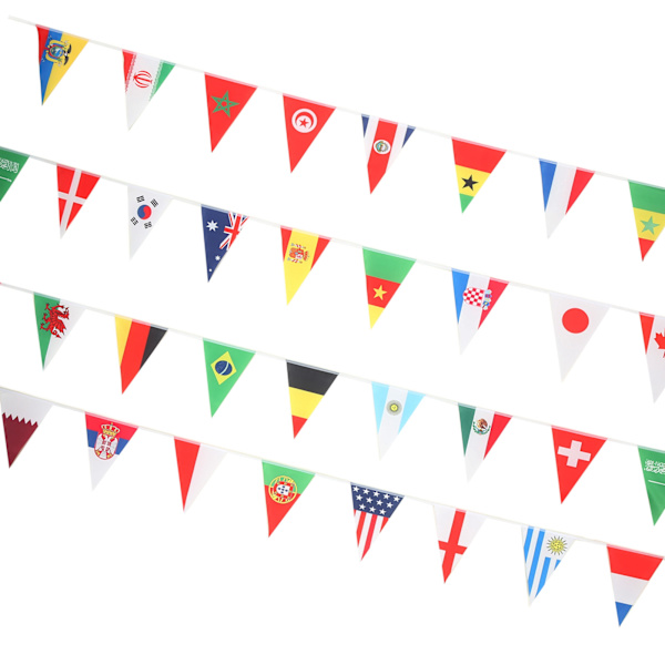 2022 Fotbolls-tävlingsvimplar Banner 32 Lag Fotbollsmatch Triangulär Flagga Girlang för Rum Bar Dekoration