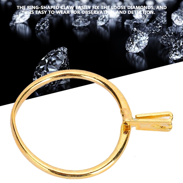 Professionell diamanthållare Ädelstenar Spring Prong Claw Ring Smycken Display Tillbehör Gul (Kort)