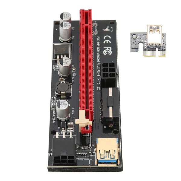 PCIE 1X till 16X Riser-kort 4 Solid Kondensatorer 6 PIN Gränssnitt USB-kabel Fast Spänne Design PCIE GPU Riser Express-kabel Blå
