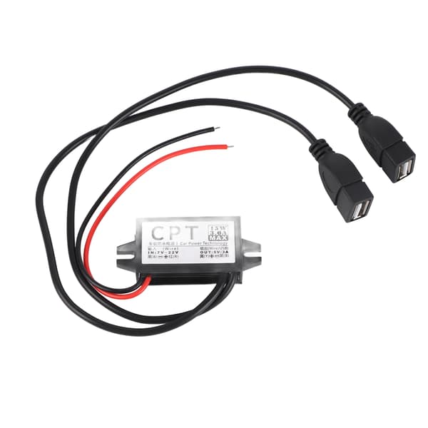 DC 12V til 5V 3A Konverter Dobbelt USB til Auto Strømregulator Spændingsreduktion