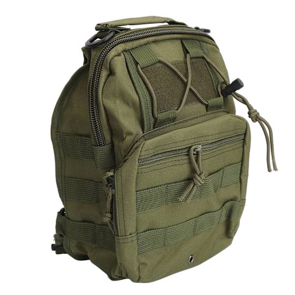 Sling Bag Flerlagers Förvaring Bröstväska Canvas Sling Ryggsäck för Cykling Vandring Camping Resor OD Grön