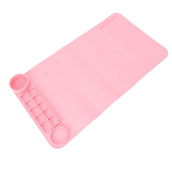 Silikon håndverksmatte Rosa 19,7 tommer lang 11 tommer bred med avdelere Design Anti-skli Varmebestandig Barn fargematte for DIY kunstmaling