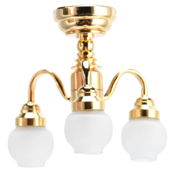 1:12 Dukkehustaklampe Miniatyr Utsøkt Elegant LED-taklysdekorasjon