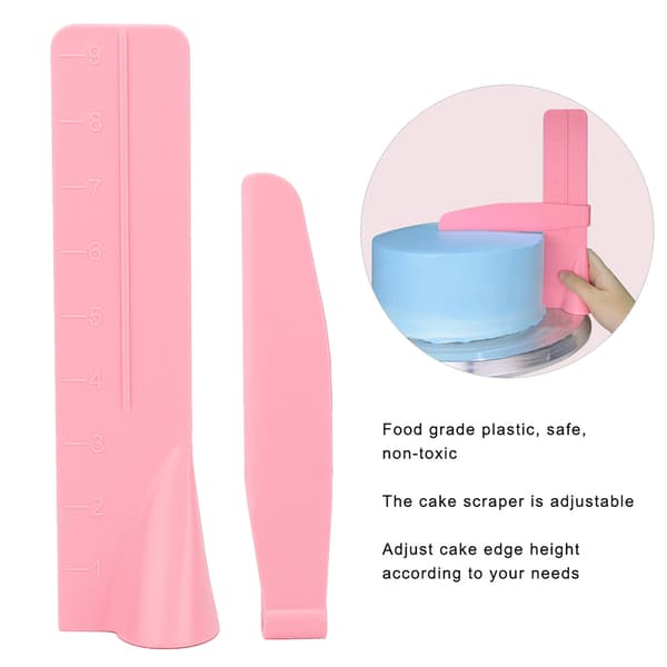 1 Set Adjustable Height Cream Scraper Cake Smoother with Scale Kitchen Accessories for Fondant Cake
