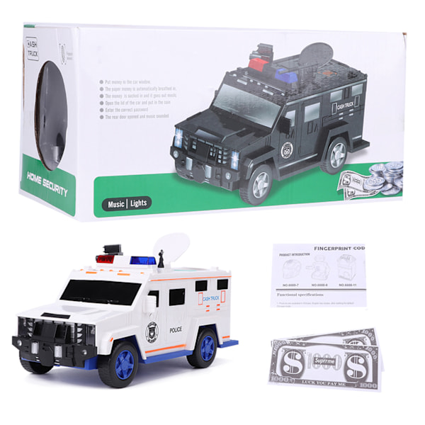 Cash Truck Money Box Fingeravtryck Lösenord Elektroniska Automatiska Mynt Spara BoxWhite