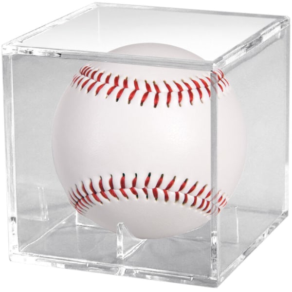 Baseball Showcase UV-beskyttelse Akrylterning Baseballholder Firkantet gennemsigtig æskeholder til 9'' bold, model: Transparent