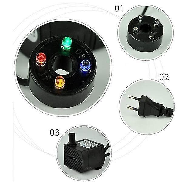 3W kraftfull dränkbar vattenpump med LED - justerbart vattenflöde för fontäner, dammar, akvarium