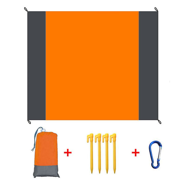 Auspicious-strandmatta, extra stor 200 cm X 200 cm vattentät antisand picknickfilt, maskintvättbar nylon Orange