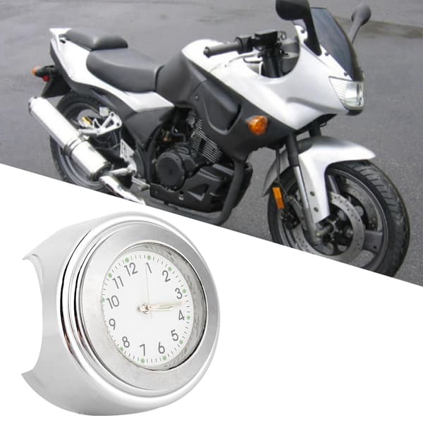 22-25 mm Universal Motorcycle Handlebar Clock Metal Mounted Hand Grip Bar Dial Clock (White Dial)