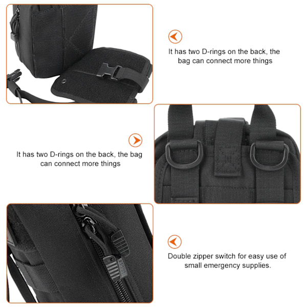 Utomhus högkvalitativ rese-nödöverlevnadsväska Rescue Medical Pouch Pack (svart)