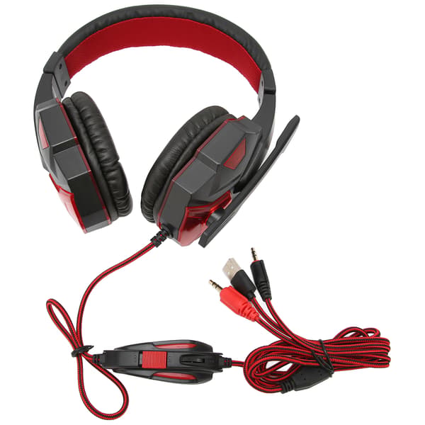 Gaming Headset Luminous Justerbart Lydstyrke 3.5mm Gaming Headset med Mikrofon til PC Sort Rød