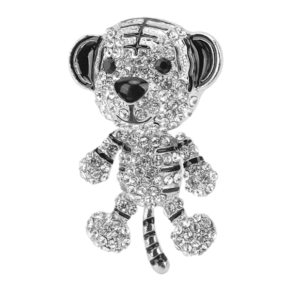 Rhinestone Brosch Söt Tigerform Trendig Utsökt Broschnål för Kvinnor Kläder Dekoration Gåva Silver