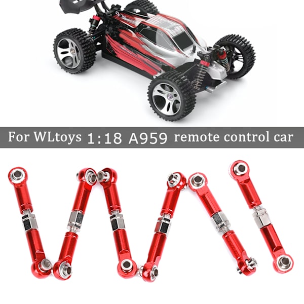 6 stk metall dragstang fjernkontroll biltilbehør for Wltoys 1/18 A959 RC bil