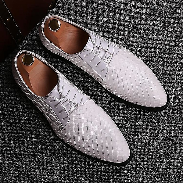 Herr Geometriska Röda Läder Oxfords för Affärer, Bröllop och Casual Kläder