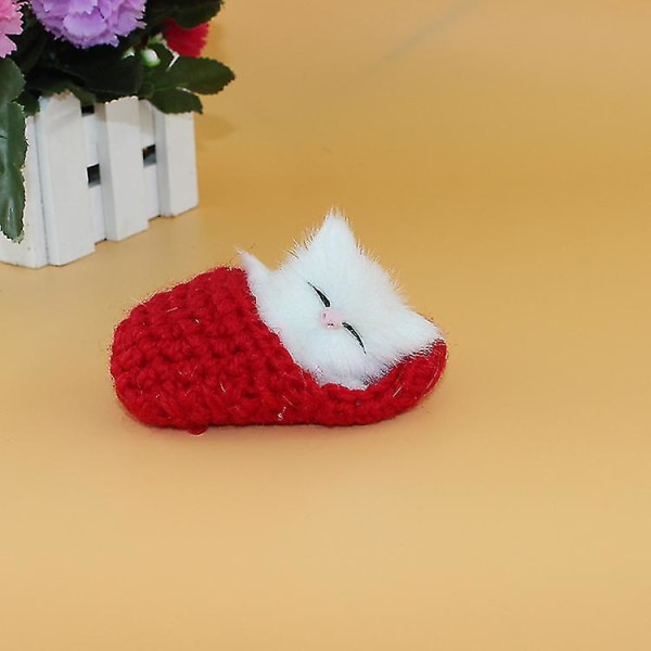 Simulation Cat Ornament Hjemmesko red closed eyes slippers cat