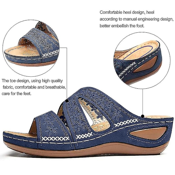 Ortopediset Naisten Matala Kiila Sininen Slip-On Sandaalit