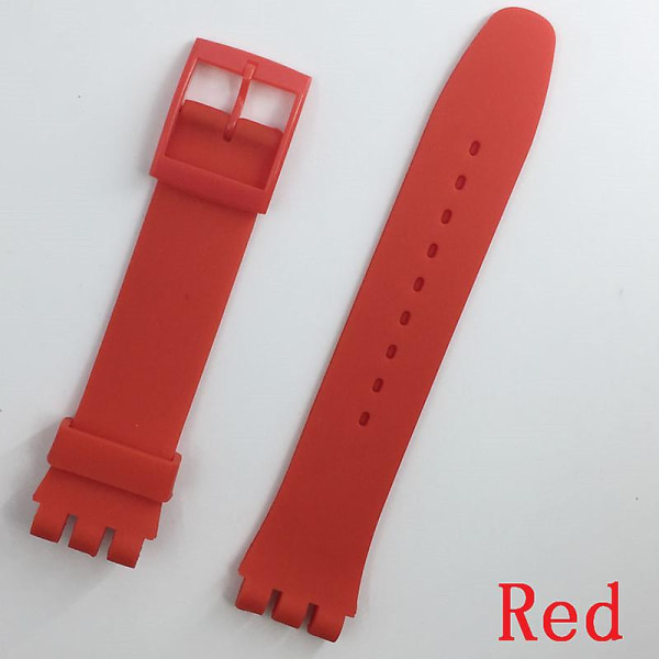Mr Neng Svart klockband för swatch band Spänne för swatch Silikon klockband 17mm 19mm 20mm gummi red