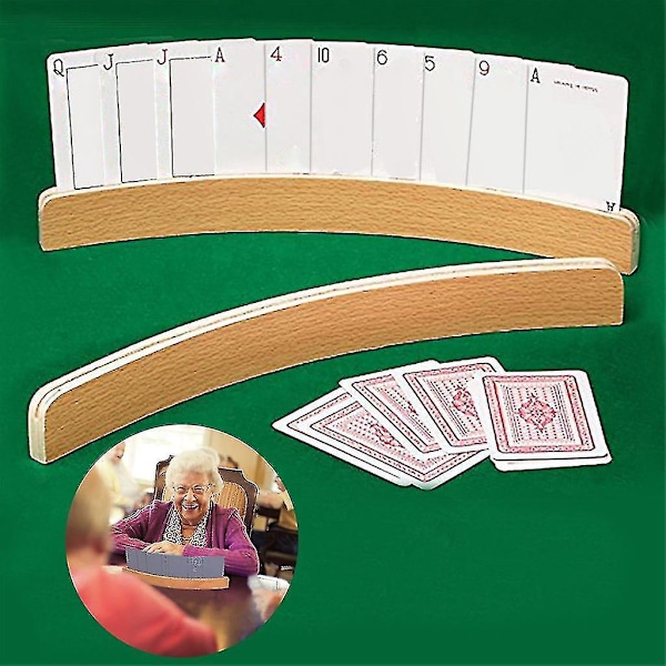Träspelkortshållare Set - Böjd Design, 14 Tum (2-pack)