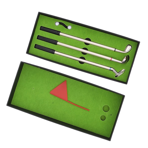 Mini skrivbordsgolfset - Grönt driving range med golfklubbor, pennor, bollar och flagga - Present, skrivbordsdekoration