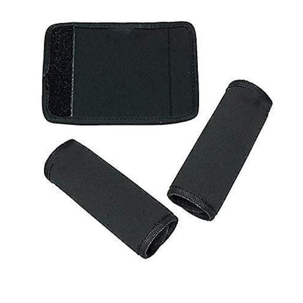 Paket med 3 Comfort Neopren Handtag Wraps Grepp/identifierare för resväska Bagage resväska (svart)