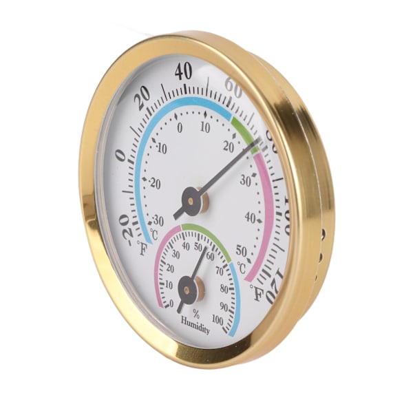 Minipekare Typ Termometer Hygrometer Inomhustemperatur Luftfuktighetsmätare Monitormätare TH103C Guld Skal Färg Framsida