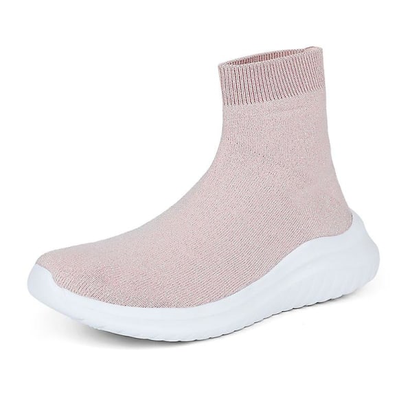 Höst Herr Sock Skor Stretch Tyg Skor Slip-on Over The Casual Skor Herr Pumps För Kvinnor Plus Size 45 Walking Flat Pink 36
