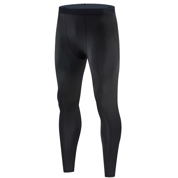 Tighta Leggings Elastisk polyester Snabbtorkande kompressionsbyxor för män för Fitness Workout Svart XL