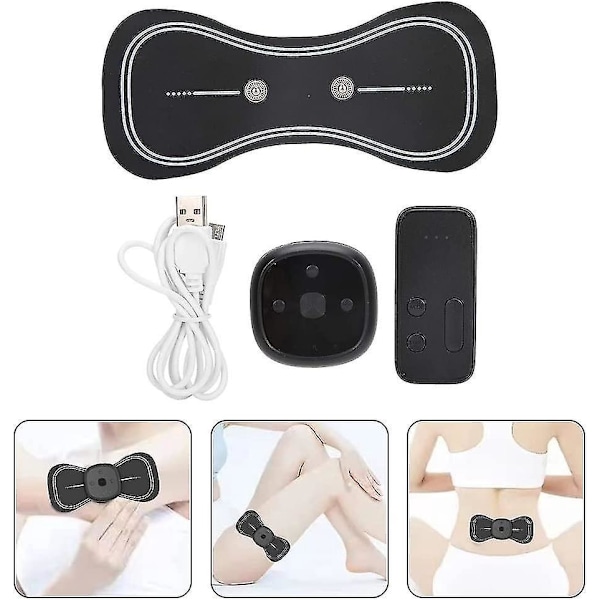 Ems Mini Bärbar Bioelektrisk Akupunktsmassager för Axlar Nacke Rygg - Sladdlös Svart