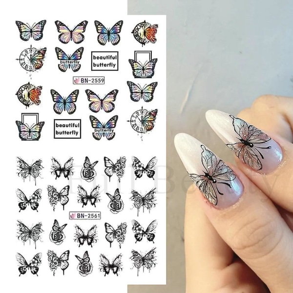 Butterfly Cherry Blossom Nail Sticker Type 12